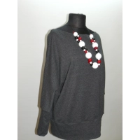 Melanżowy kobiecy sweter OVERSIZE ze ściągaczami - grafitowy